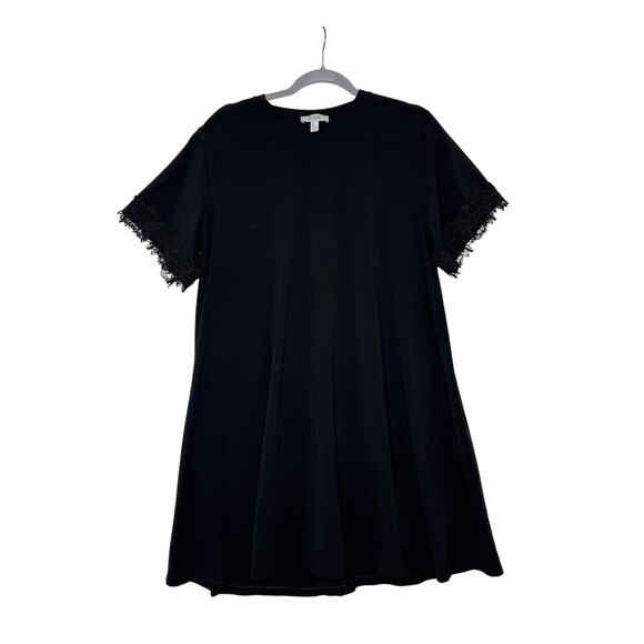 COS T-Shirt Dress Women's Large Short Sleeve Lace Crochet Trim LBD - Picture 7 of 7